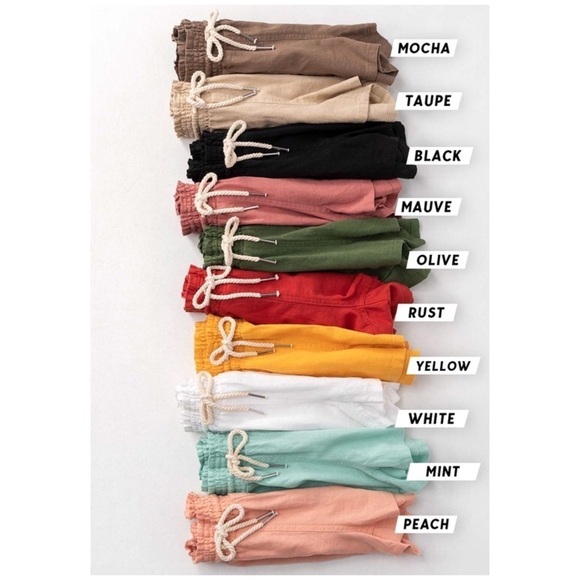 Linen Drawstring Pocket Shorts Peach 2120 - Picture 4 of 5